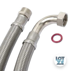 Panzerschlauch Flexschlauch 90° ½ Zoll i/a Edelstahl 30cm